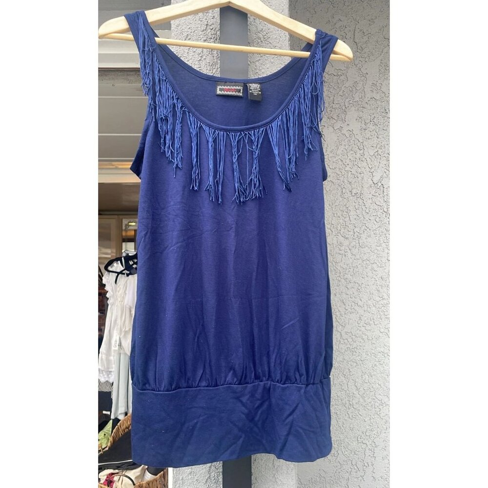 Licorice Solid Tank Top Sleeveless Navy L